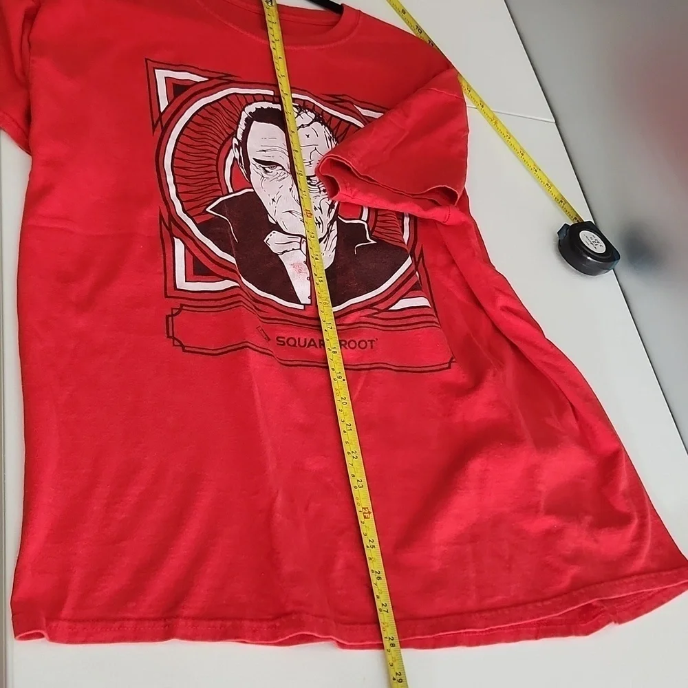 Squareroot Shirt Red tshirt fits a size L - XL NO inside tag see measurements